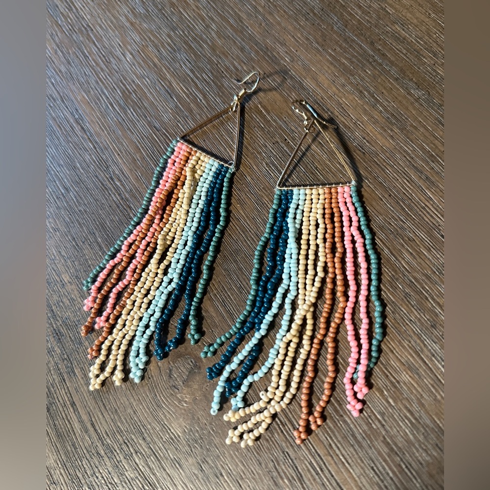 Colorful Beaded Earrings | Rainbow Dangle